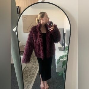 Chic Burgundy Faux Fur Coat
